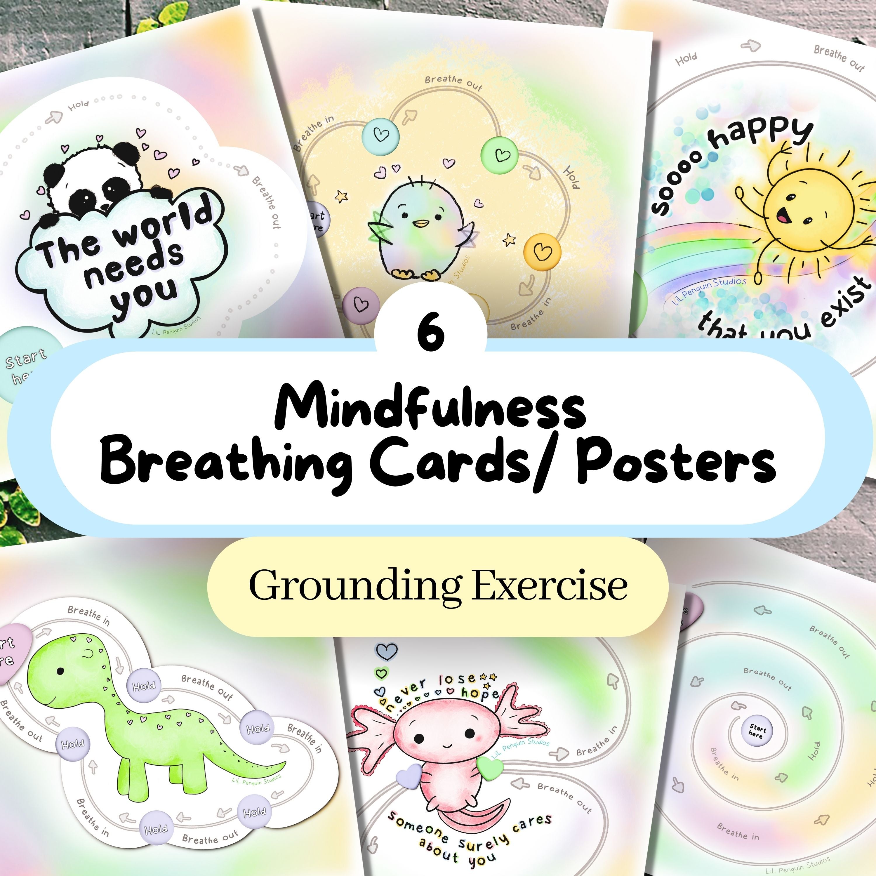 Mindfulness Breathing Cards Posters 