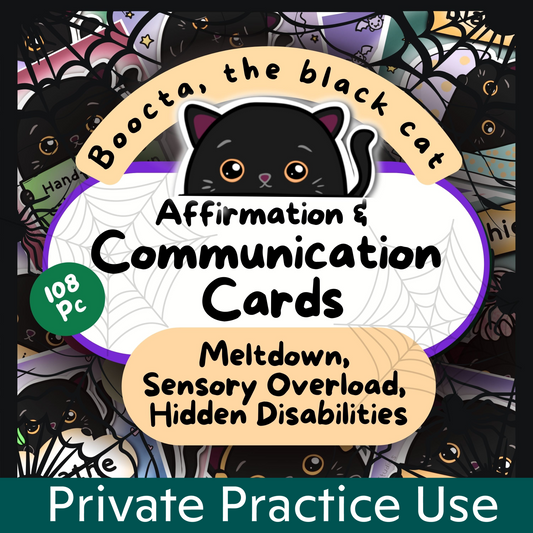 Black Cat Communication Cards & Affirmations, Non Verbal Autism Kit, Halloween Autistic Meltdown Aid, Selective Mutism, Sensory Overload PDF