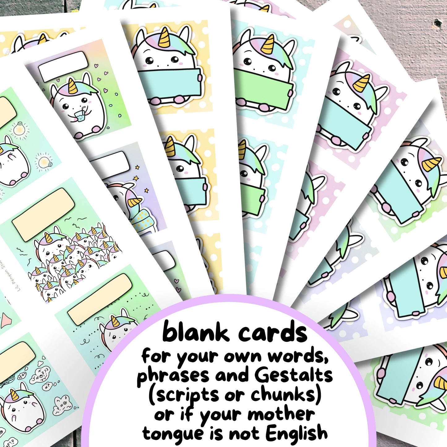 Meltdown Communication Cards, Neurodivergent Digital Download, Autistic Adult/ Children AAC Folder, Cute Unicorn Themed Special Needs Cards