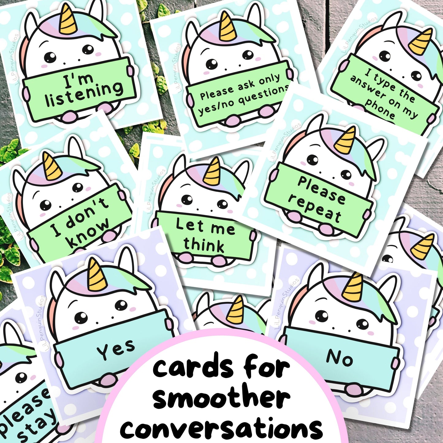 Meltdown Communication Cards, Neurodivergent Digital Download, Autistic Adult/ Children AAC Folder, Cute Unicorn Themed Special Needs Cards
