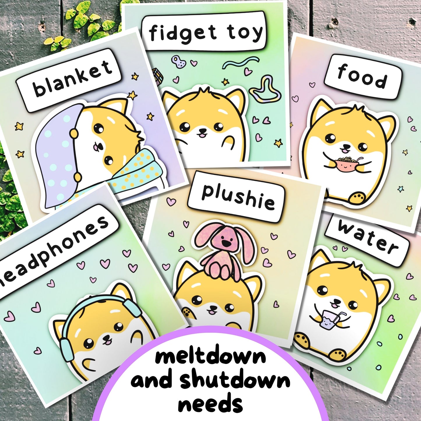 Communication Cards & Affirmation Cards (Digital) ft. Kifli, the Dog - Personal Use, by lil penguin studios, Non Verbal Communication Cards, Meltdown/ Shutdown Prevention/ Recovery Aid, Self-Regulation Tool, Autistic Burnout Help, Dog-Design Print