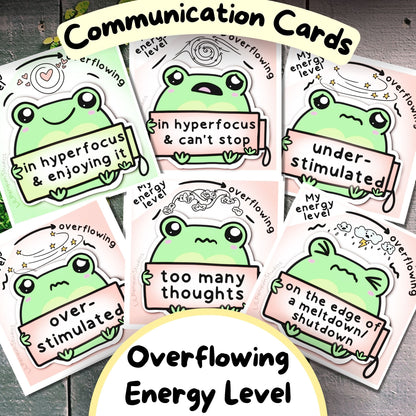 Frog Autism Feelings Communication Cards, Emotions Poster, Energy Level Kit, Kids Therapy Worksheet, Non-speaking/ Non-Verbal Autistic Adult Visual Tool