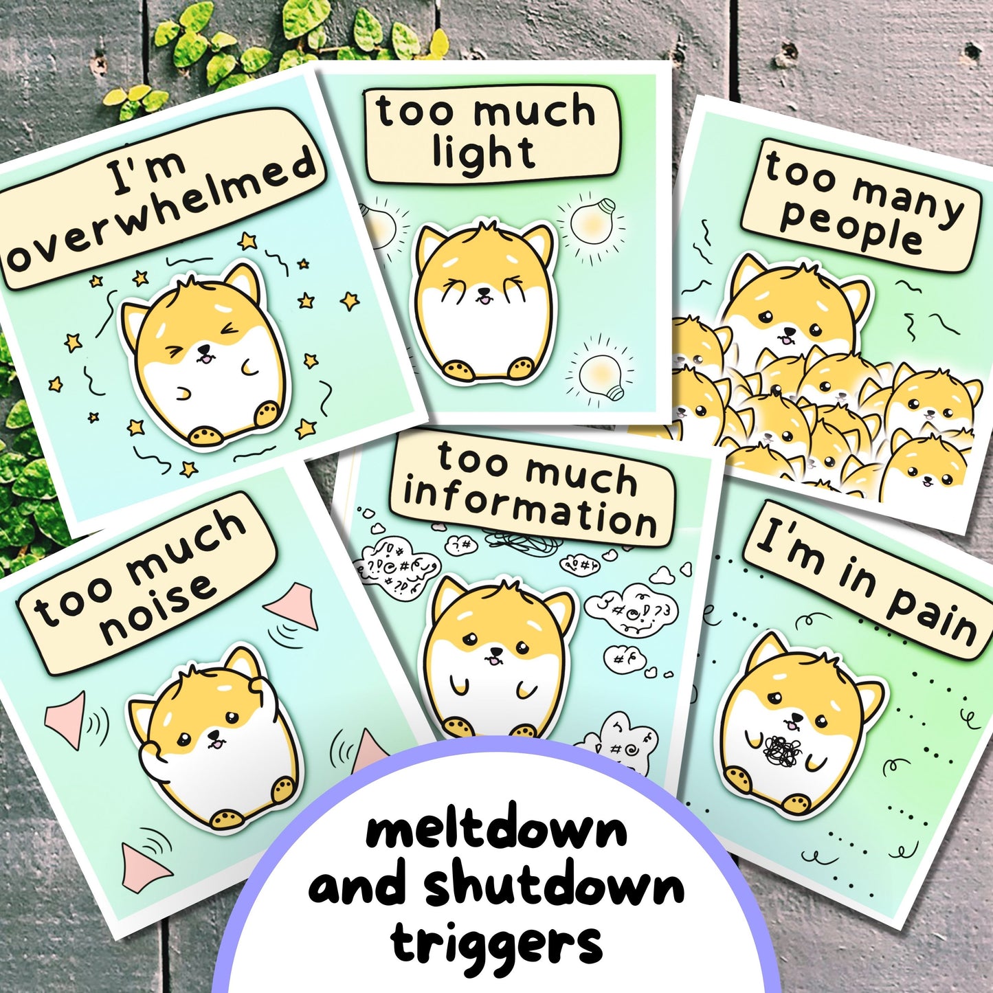 Communication Cards & Affirmation Cards (Digital) ft. Kifli, the Dog - Personal Use, by lil penguin studios, Non Verbal Communication Cards, Meltdown/ Shutdown Prevention/ Recovery Aid, Self-Regulation Tool, Autistic Burnout Help, Dog-Design Print