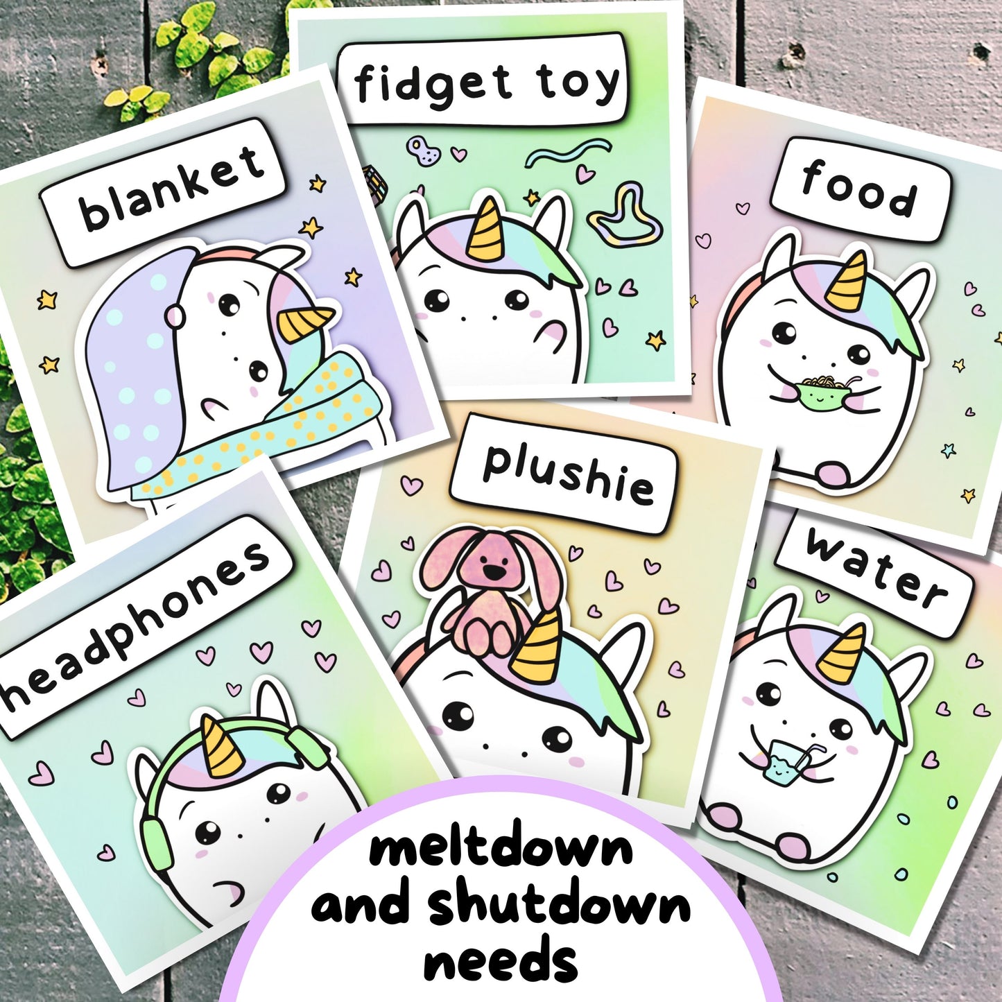 Unicorn Communication Cards, Cute Non Verbal Printable, Adult Autism Picture Cards, Autistic Visual Aid, Special Needs Child AAC, SLP Tools