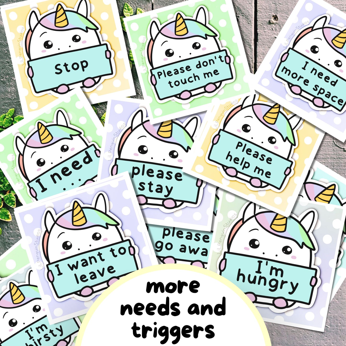 108-Pc Unicorn Communication Cards and Affirmation Cards, Teen Autism Alert Card, Kids Selective Mutism Tool, Adult Autistic Non Verbal Card