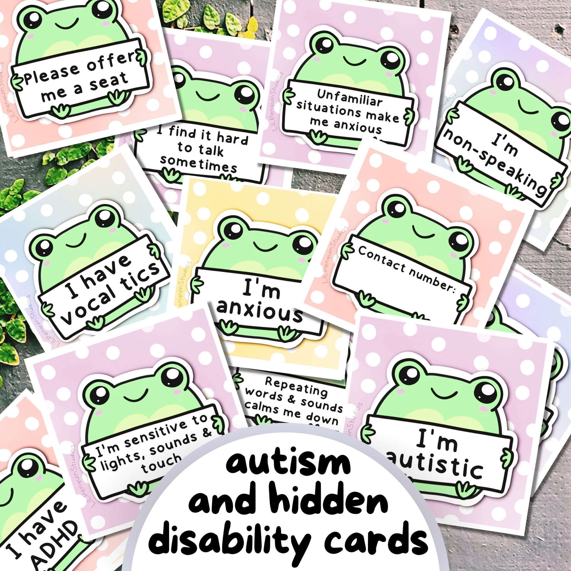 108 Frog Affirmation and Communication Cards, Printable Autism Non Verbal AAC, Anxious Autistic Adult Kit, Neurodivergent Digital Download