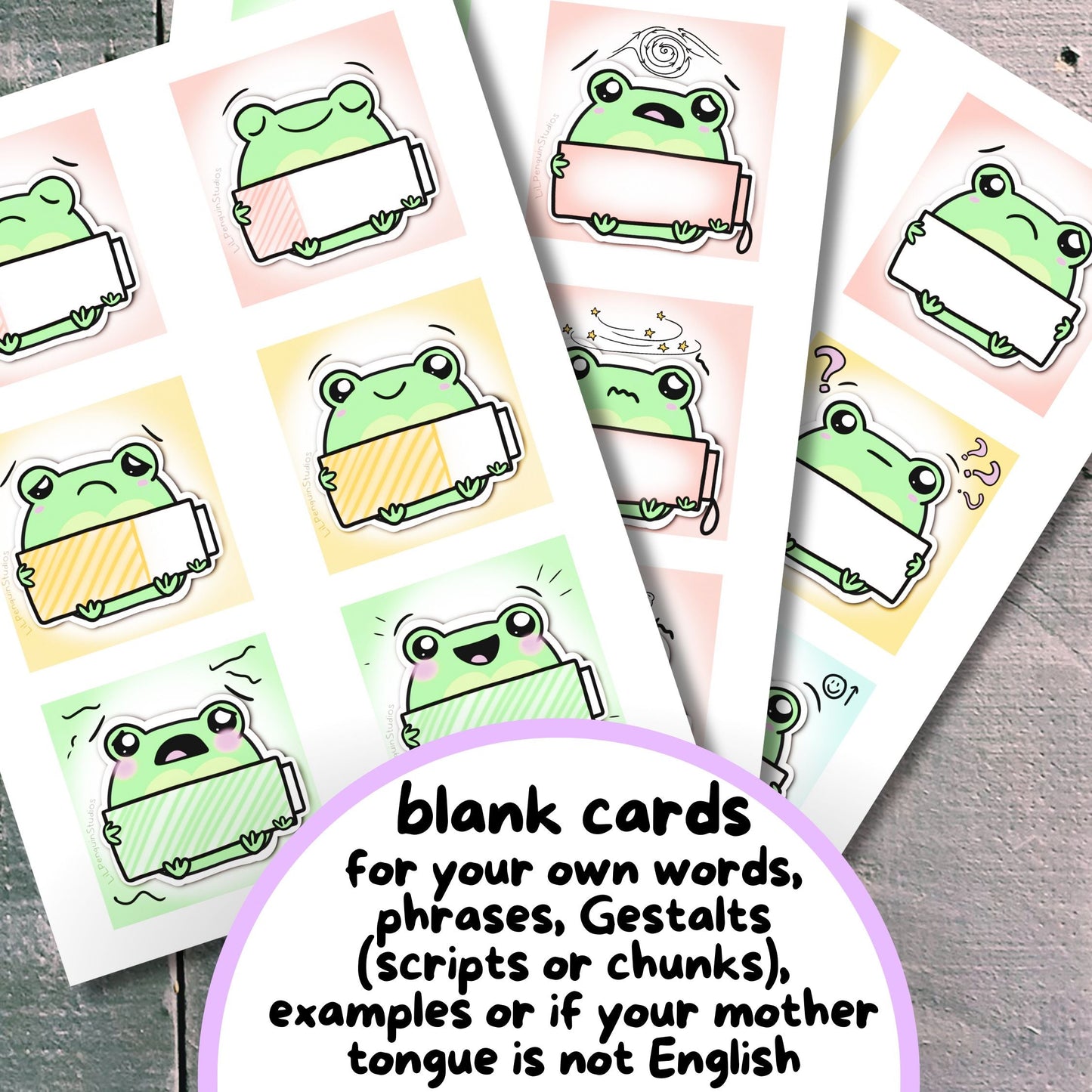 Frog Autism Feelings Communication Cards, Emotions Poster, Energy Level Kit, Kids Therapy Worksheet, Non-speaking/ Non-Verbal Autistic Adult Visual Tool