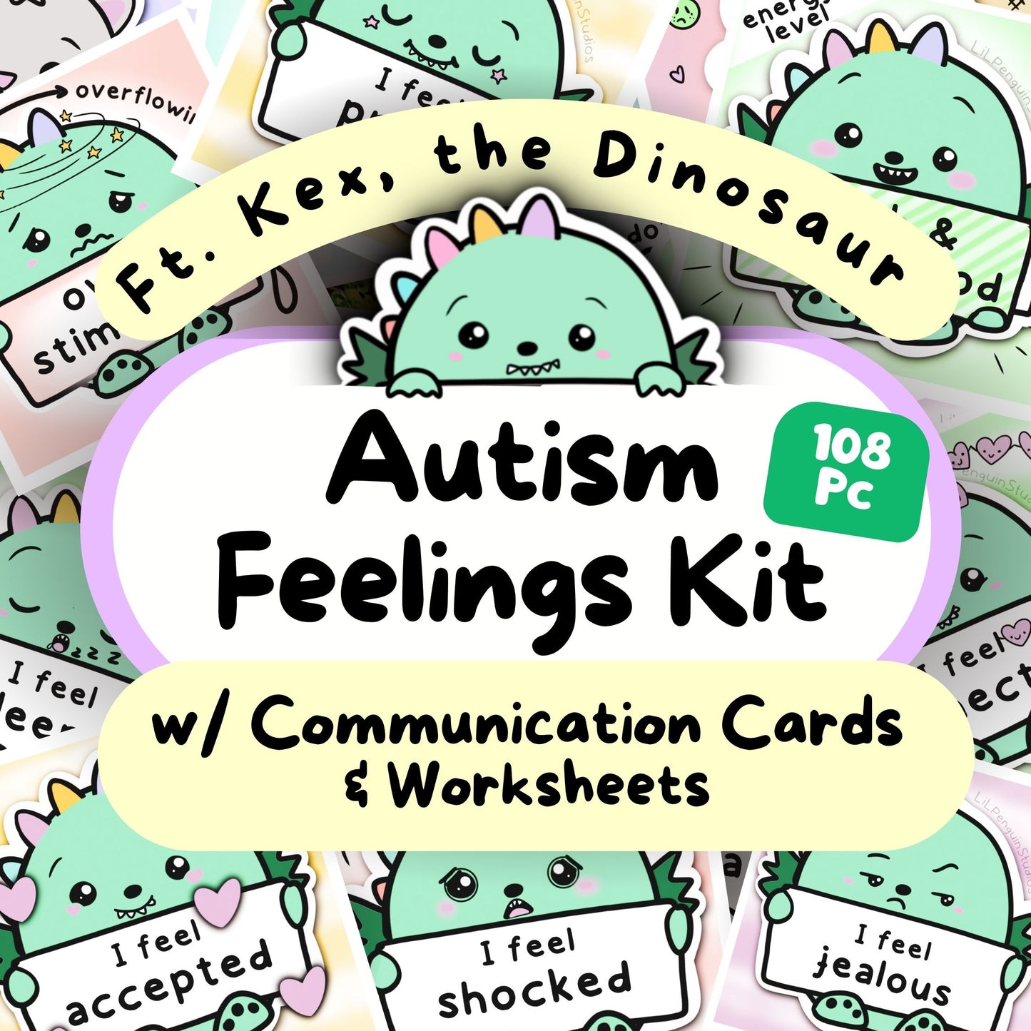 Autism FEELINGS Kit with Communication Cards (Digital) ft. Kex, the Dinosaur - Personal Use