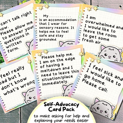 Self-Advocacy Card Pack (Digital) ft. Sendo, the Cat - Personal Use