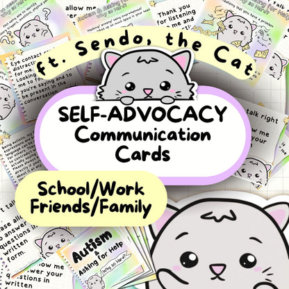 Self-Advocacy Card Pack (Digital) ft. Sendo, the Cat - PRIVATE PRACTICE USE