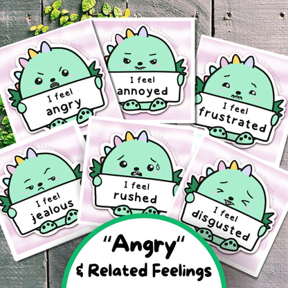 Dino FEELINGS Communciation Cards w/ Energy Levels for Autistic Children and Adults, Autism Worksheet, Dinosaur Emotions Flashcard, Kit, Sensory Overload Aid, Feelings Wheel