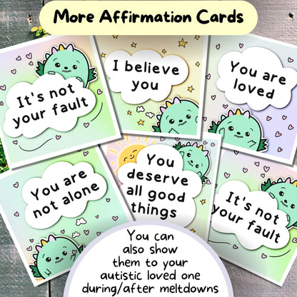 Dino Communication Cards and Affirmations Bundle (Autism, Anxiety, Hidden Disabilities)