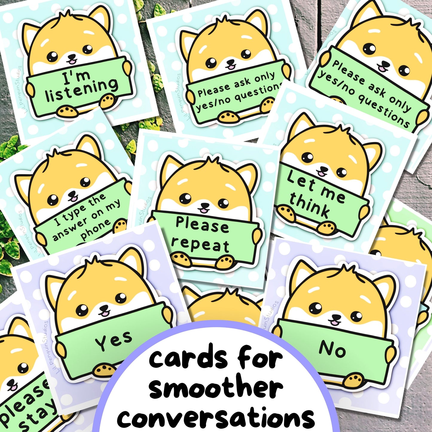 Meltdown Communication Cards, SPD Autistic Non-Speaking/ Semi-Verbal Printable, Kawaii Corgi/ Shiba Cartoon Autism Aid, AAC Picture Card PDF