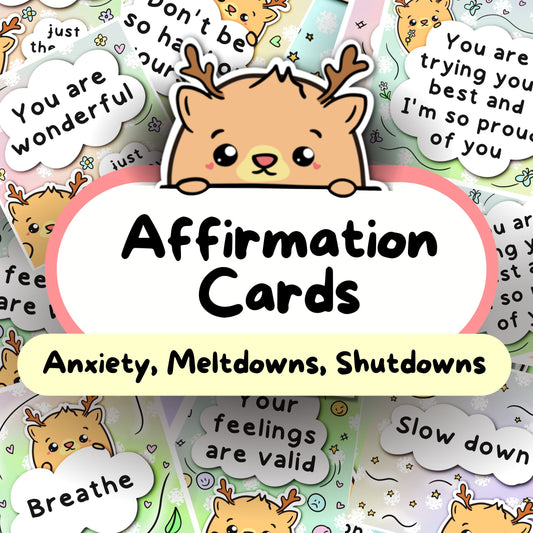 Reindeer Affirmation Cards (Autistic Meltdowns, Shutdowns, Anxiety & More)