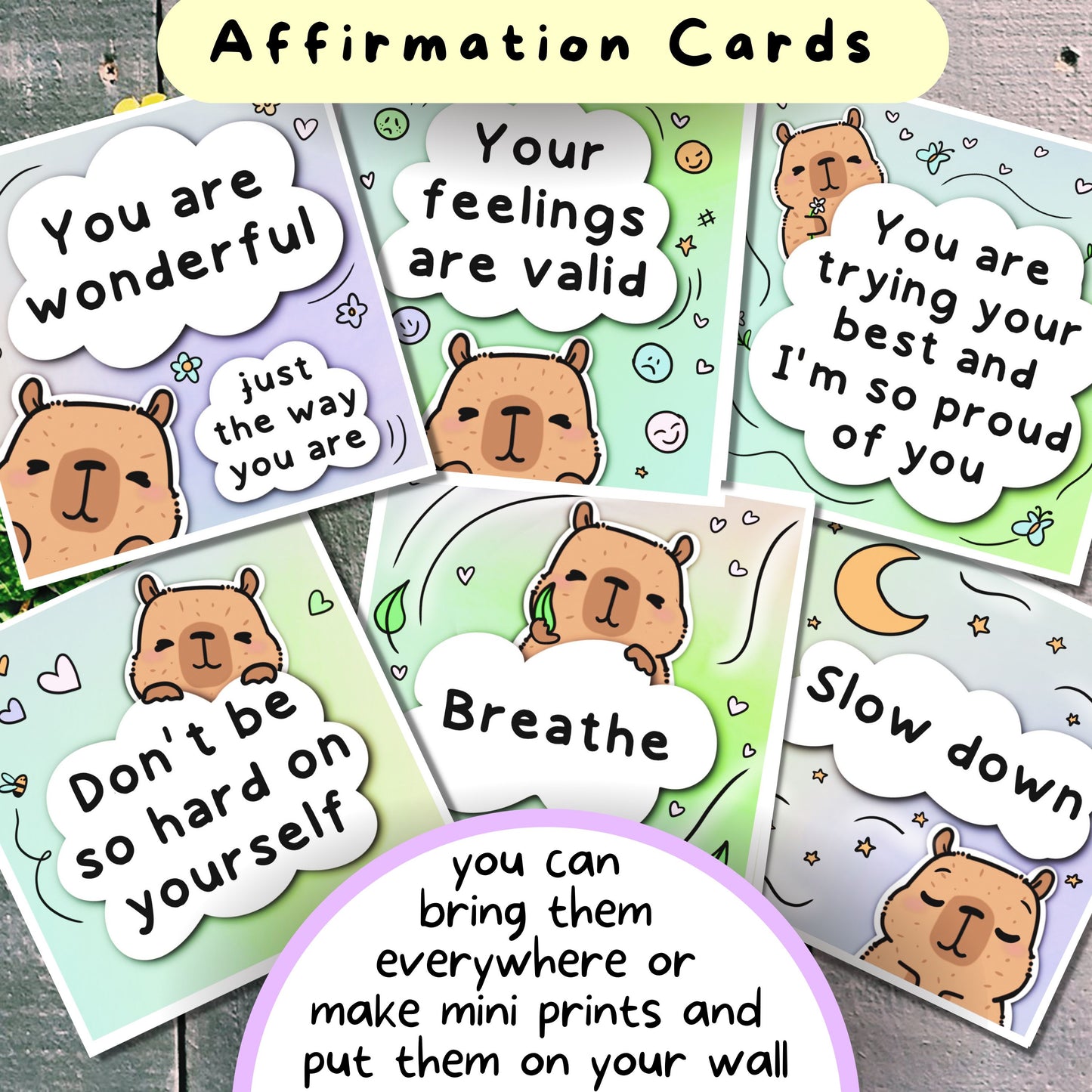 Capybara Communication Cards and Affirmations Bundle (Autism, ADHD, Anxiety, Hidden Disabilities)