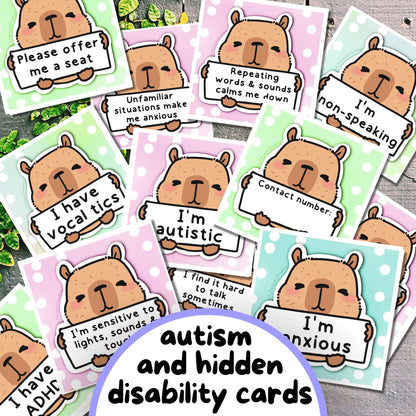 Capybara Communication Cards and Affirmations Bundle (Autism, ADHD, Anxiety, Hidden Disabilities)