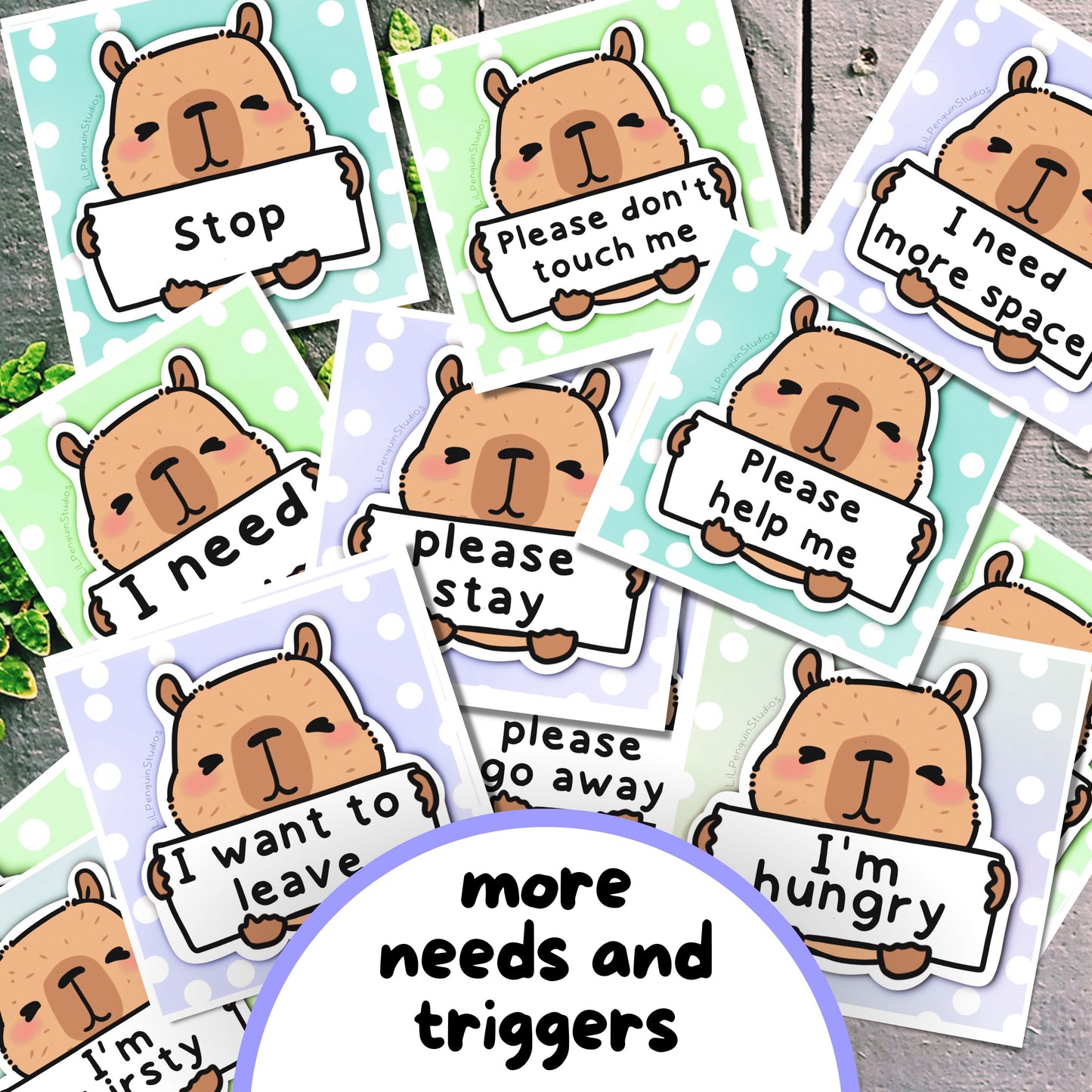 Capybara Communication Cards and Affirmations Bundle (Autism, ADHD, Anxiety, Hidden Disabilities)