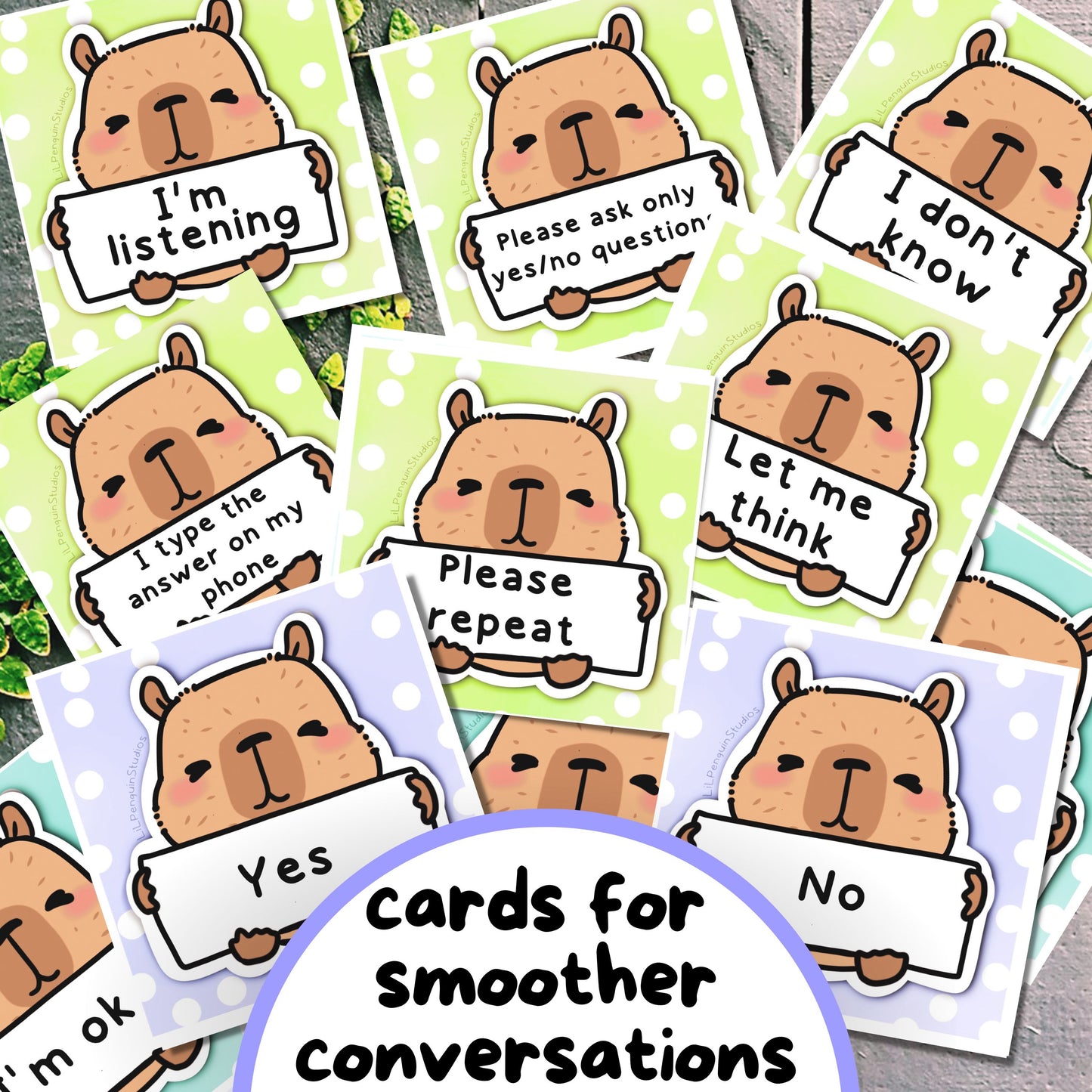 Capybara Communication Cards and Affirmations Bundle (Autism, ADHD, Anxiety, Hidden Disabilities)