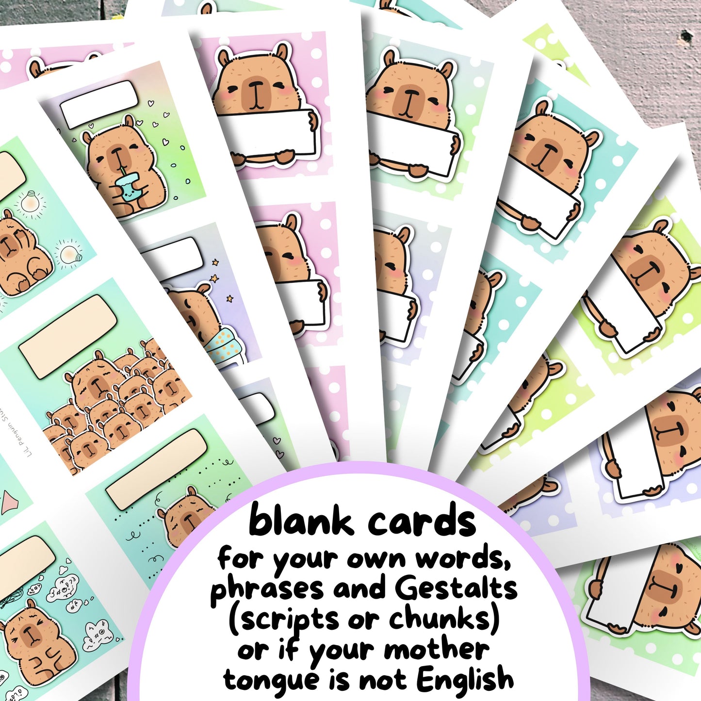 Capybara Communication Cards and Affirmations Bundle (Autism, ADHD, Anxiety, Hidden Disabilities)