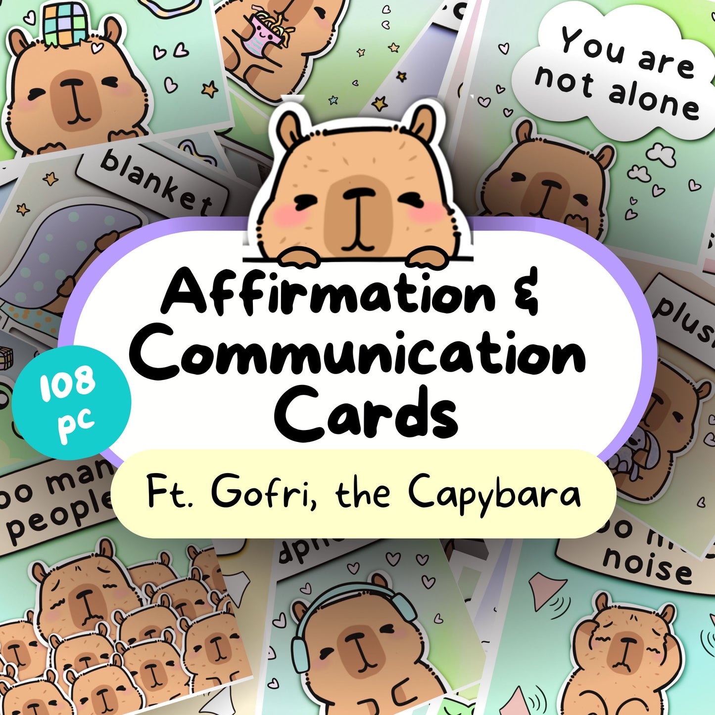 Capybara Communication Cards and Affirmations Bundle (Autism, ADHD, Anxiety, Hidden Disabilities)