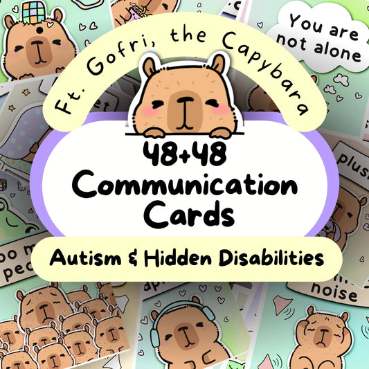 48+48 Capybara Daily Communication Cards (Autism, ADHD, Anxiety, Hidden Disabilities)