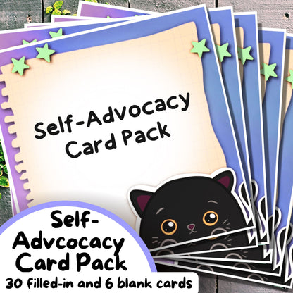 Black Cat Autism Self-Advocacy Communication Cards, Autism Download, Sensory Issues, ADHD and Autism Lanyard Cards for School/ Work/ Home