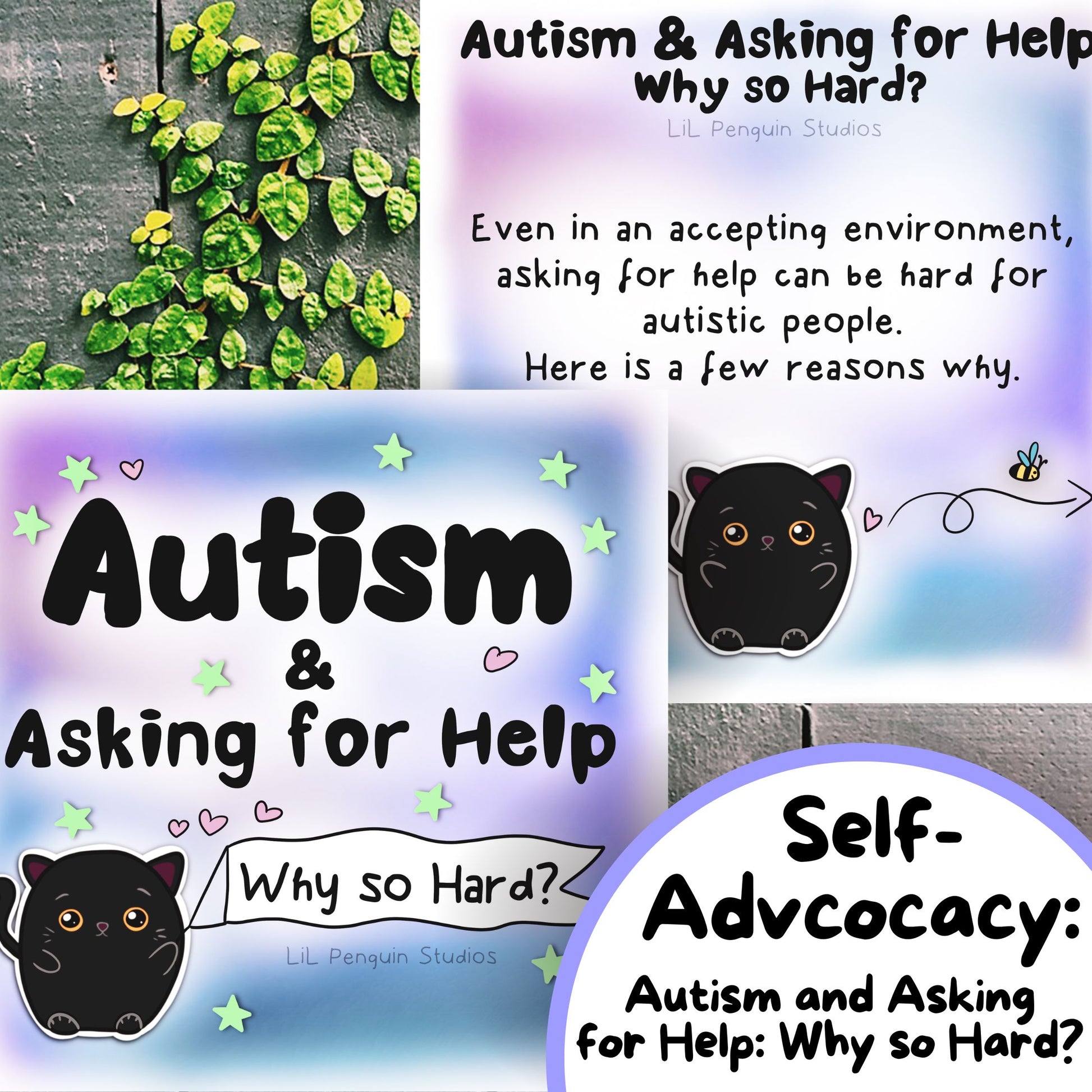 Black Cat Autism Self-Advocacy Communication Cards, Autism Download, Sensory Issues, ADHD and Autism Lanyard Cards for School/ Work/ Home