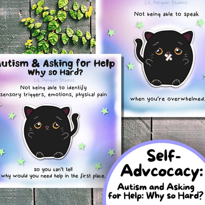 Black Cat Autism Self-Advocacy Communication Cards, Autism Download, Sensory Issues, ADHD and Autism Lanyard Cards for School/ Work/ Home