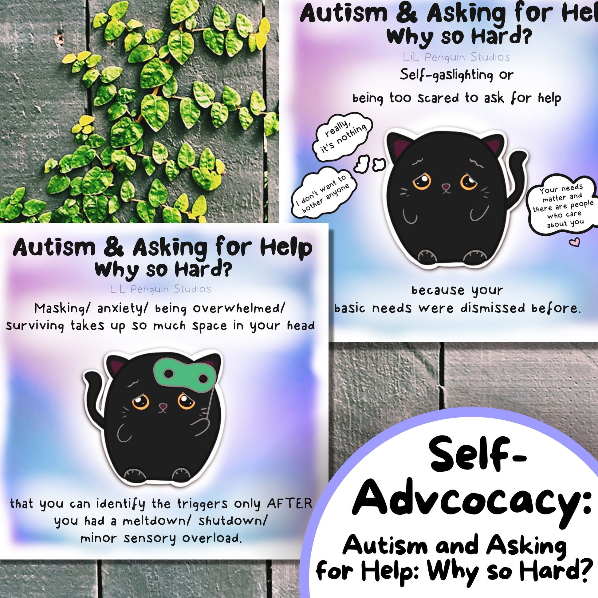 Black Cat Autism Self-Advocacy Communication Cards, Autism Download, Sensory Issues, ADHD and Autism Lanyard Cards for School/ Work/ Home