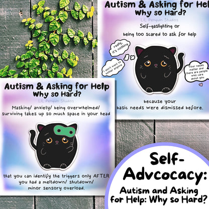 Black Cat Autism Self-Advocacy Communication Cards, Autism Download, Sensory Issues, ADHD and Autism Lanyard Cards for School/ Work/ Home