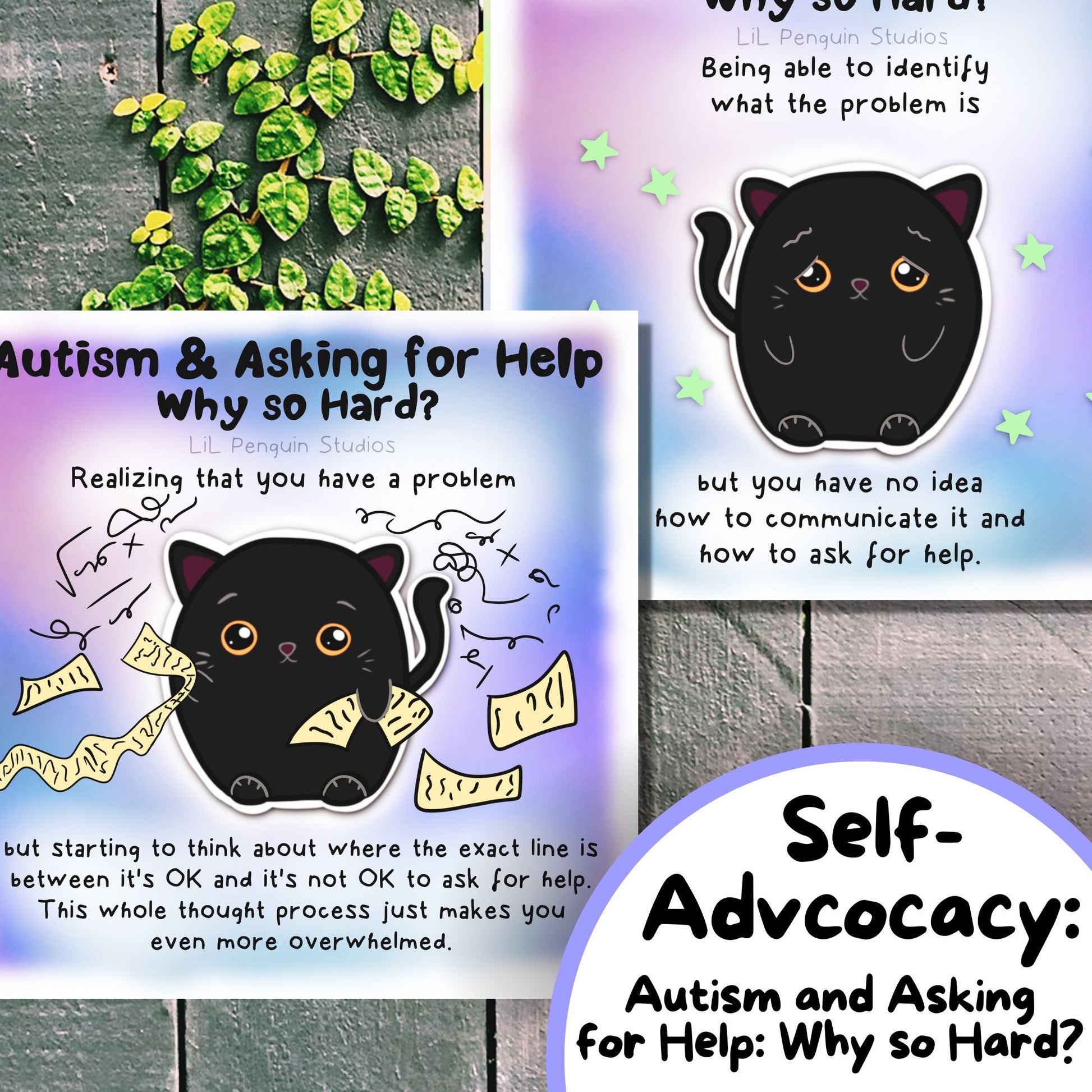 Black Cat Autism Self-Advocacy Communication Cards, Autism Download, Sensory Issues, ADHD and Autism Lanyard Cards for School/ Work/ Home