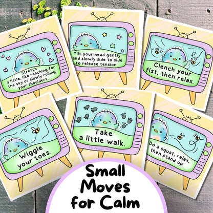 Autism Anxiety Relief Kit for Waiting and Travel, ASD Calming Cards, Autistic Self-Care Bundle, Sensory Overload Prints, Neurodivergent Zine