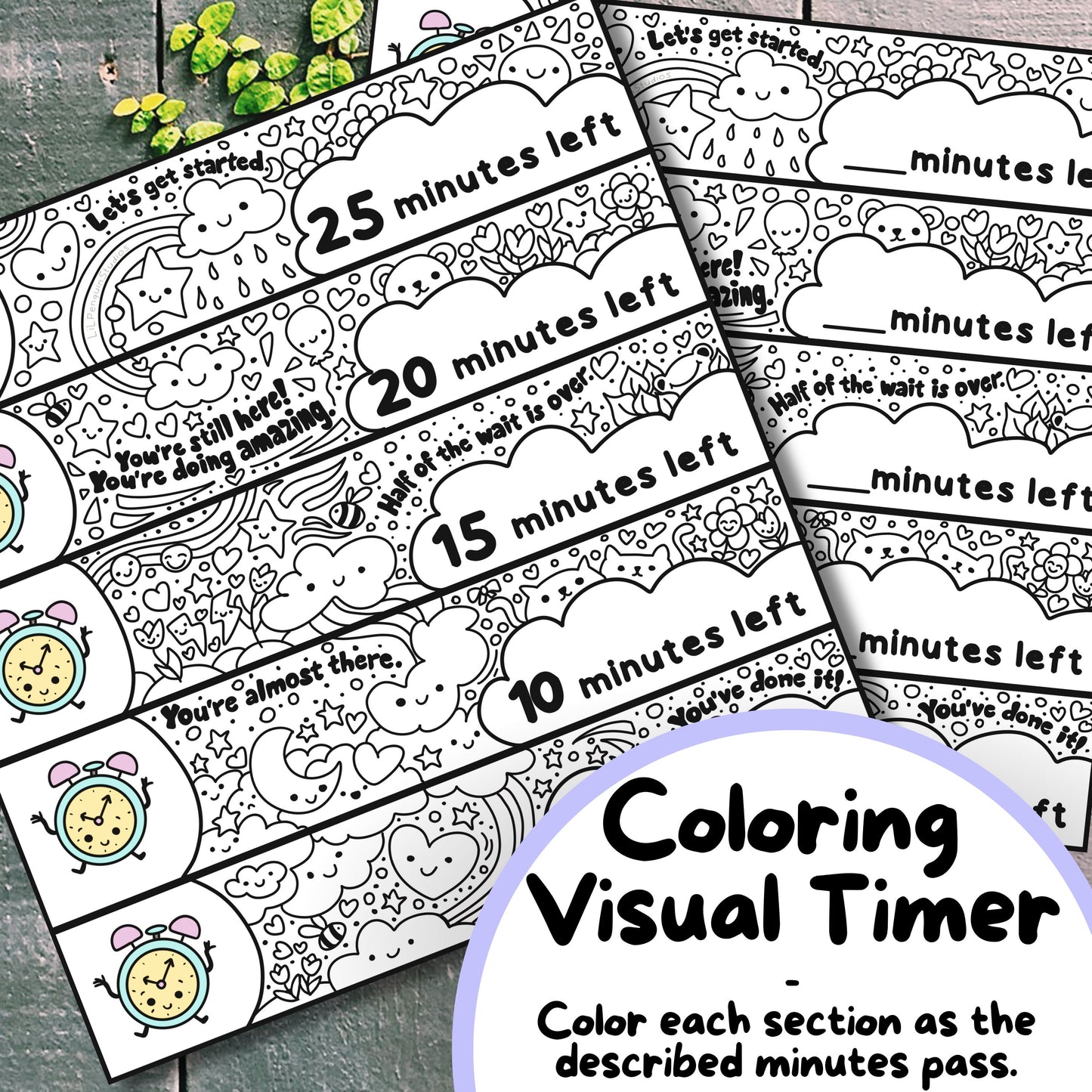 Printable Visual Timer, Autism Anxiety Relief Kit for Waiting and Travel, ASD Calming Cards, Autistic Self-Care Bundle, Sensory Overload Prints, Neurodivergent Zine