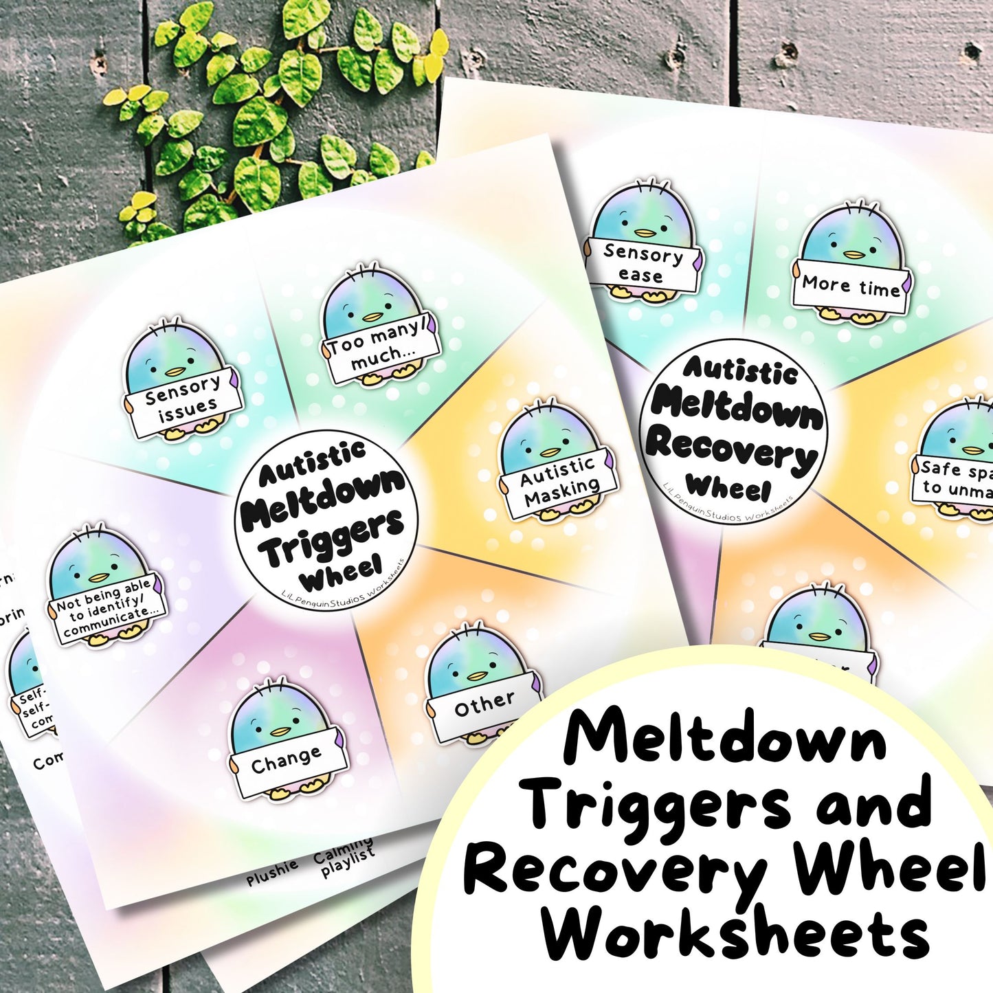 Autistic Meltdown Triggers, Autisticm Meltdown Recovery, Autism Calm-Down Kit, Autistic Burnout Prevention, Meltdown Recovery, Penguin ADHD Autism Cards, Neurodivergent Poster, Therapy Worksheet,