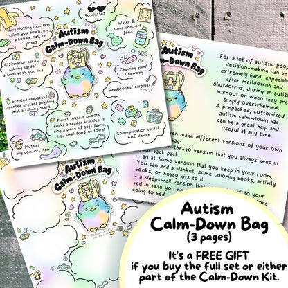 Autism Calm-Down Kit, Autistic Burnout Prevention, Meltdown Recovery, Penguin ADHD Autism Cards, Neurodivergent Poster, Therapy Worksheet,