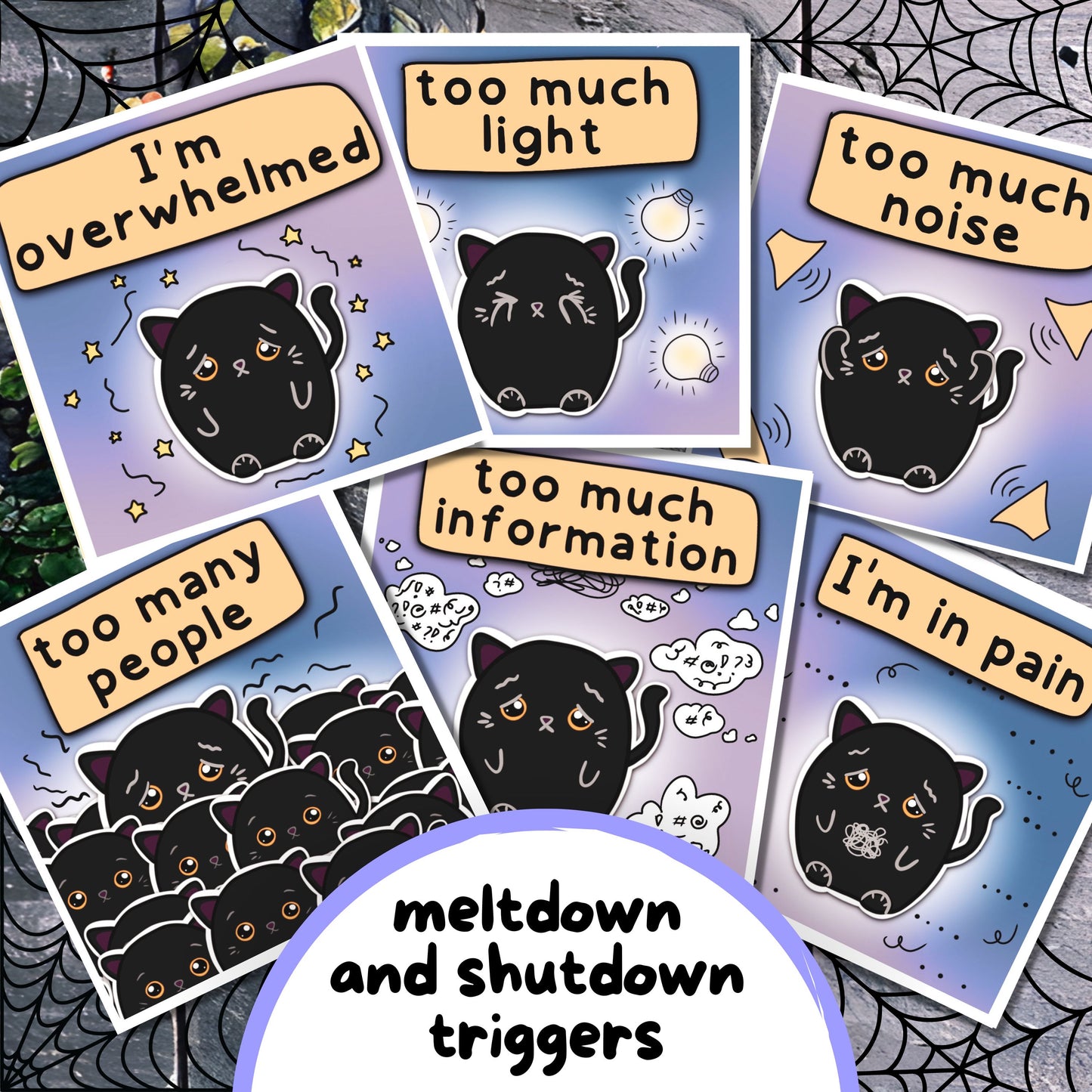 Black Cat Autism Communication Cards & Affirmations, Printable Autism Lanyard Kids, Halloween ADHD Autistic Non Verbal Kit, Selective Mutism