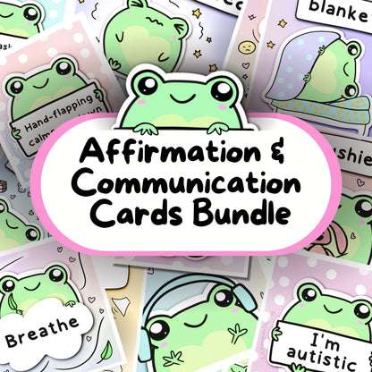 Frog Communication Cards and Affirmations Bundle (Autism, Anxiety, Hidden Disabilities)