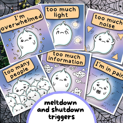 Ghost Communication Cards, Halloween PDF Autistic Affirmations, Non Speaking Adult Kit, Anxiety ADHD Autism Download, Selective Mutism Print