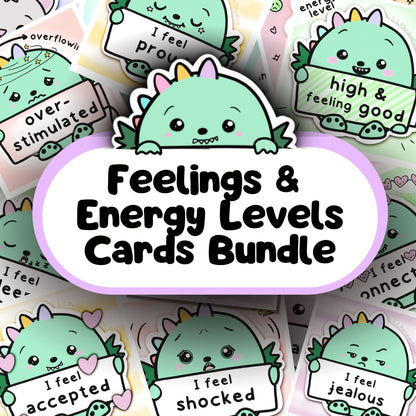 Dinosaur Autism Feelings and Energy Levels Bundle (Communication Cards, Emotions Wheel, Worksheets)