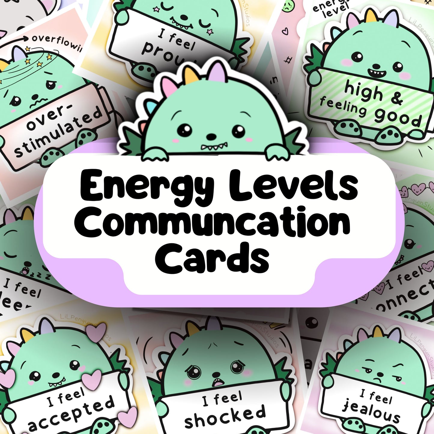 Dinosaur Autism Energy Levels Communication Cards