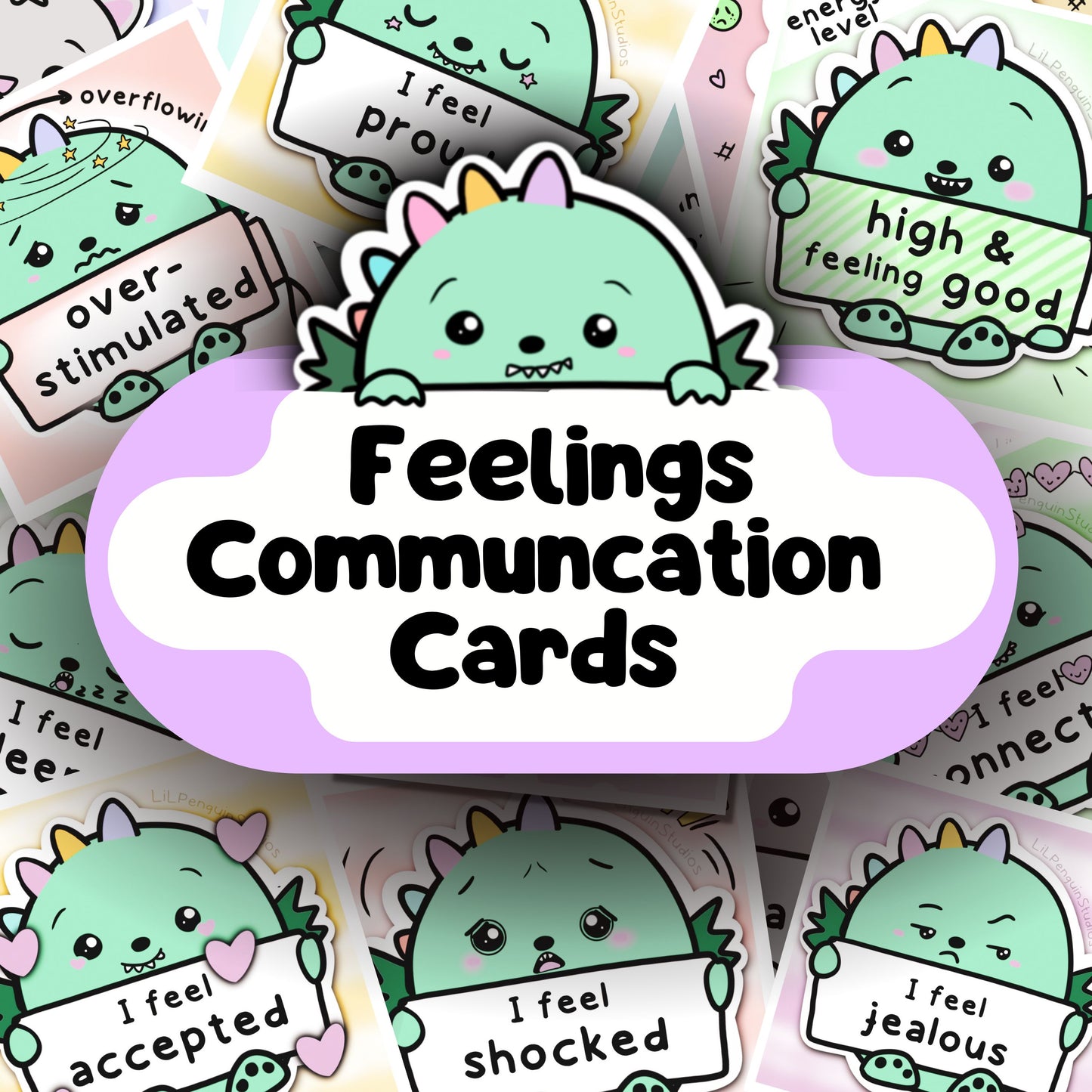 Dinosaur Feelings Communication Cards, Emotions Wheel and Worksheet