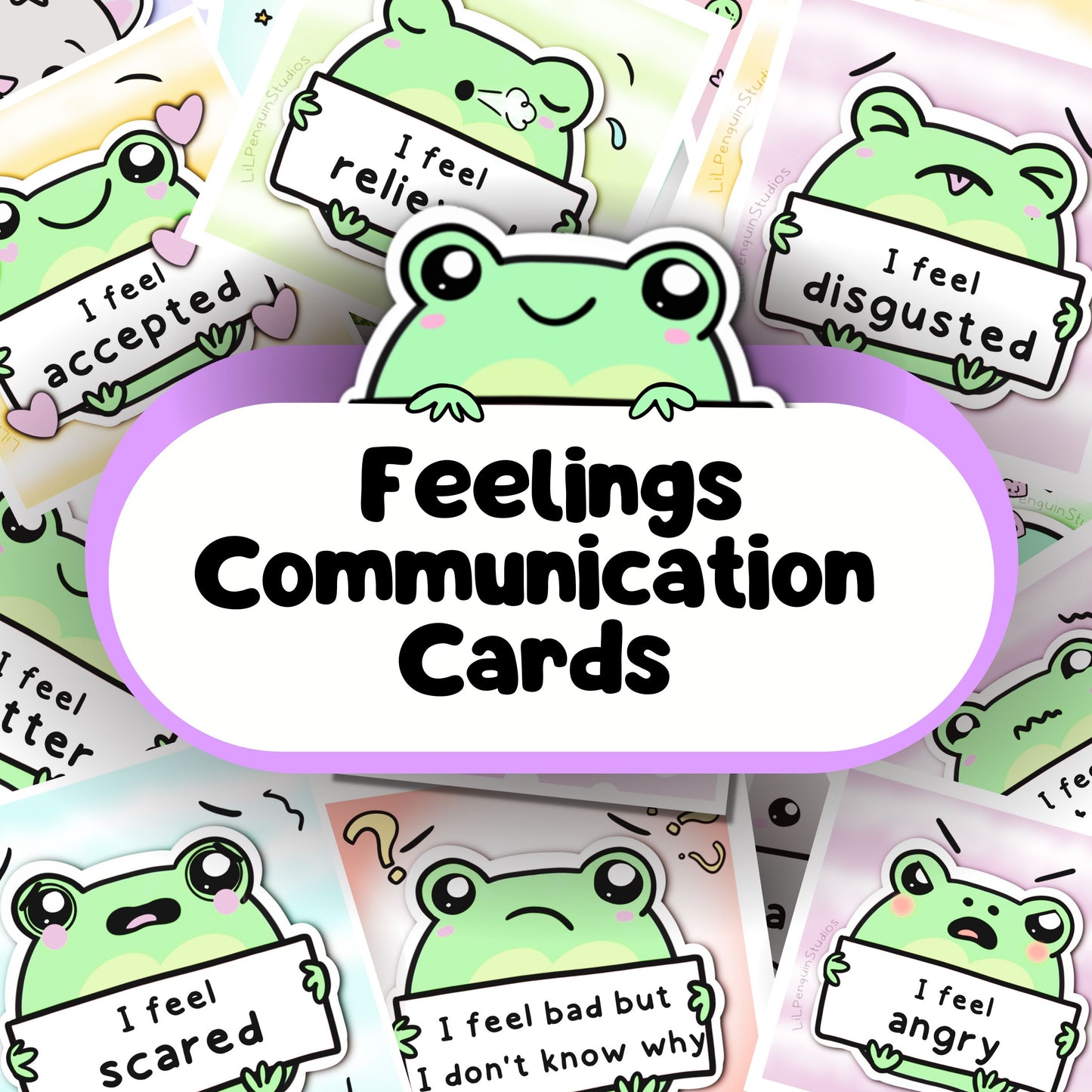 Frog Feelings Communication Cards, Emotions Wheel and Worksheet