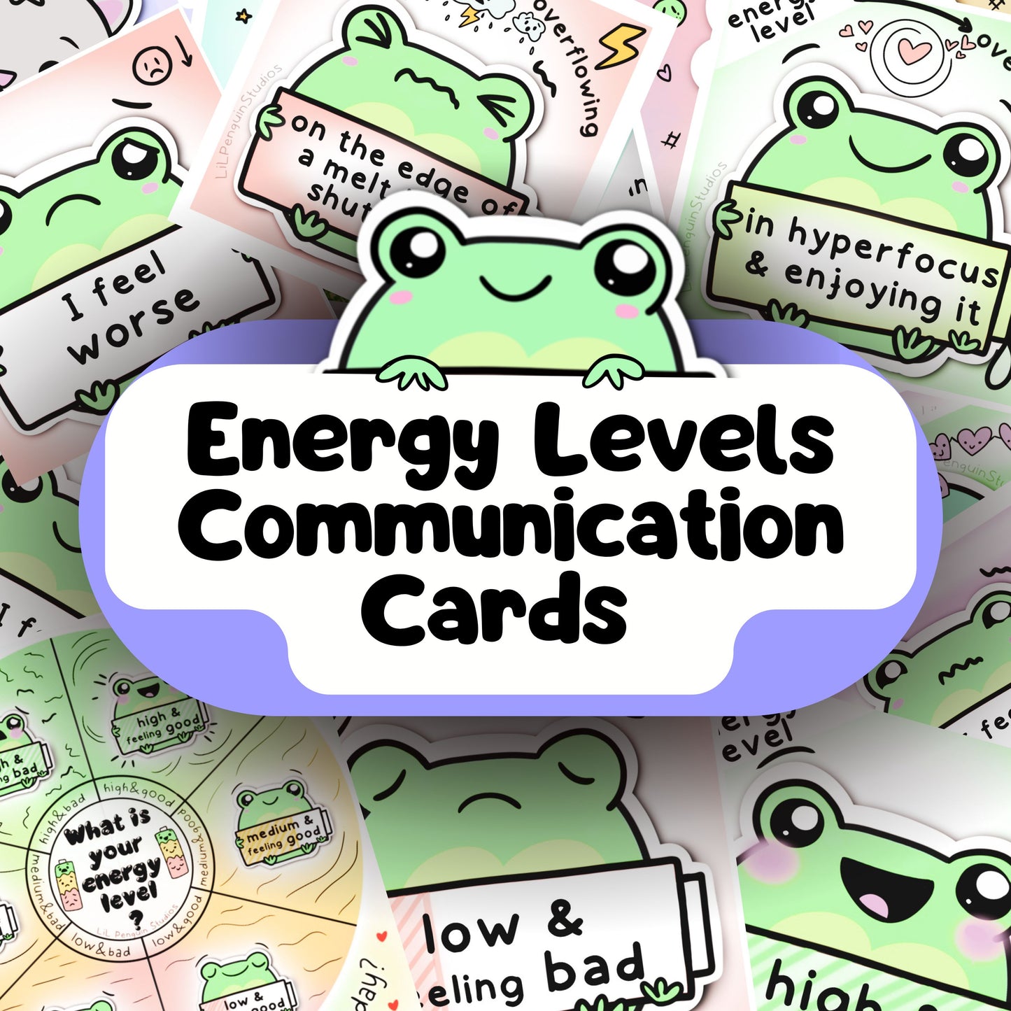 Frog Autism Energy Levels Communication Cards (Digital)