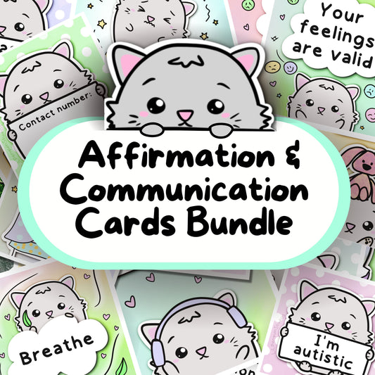 Cat Communication Cards and Affirmations Bundle (Autism, Anxiety, Hidden Disabilities)