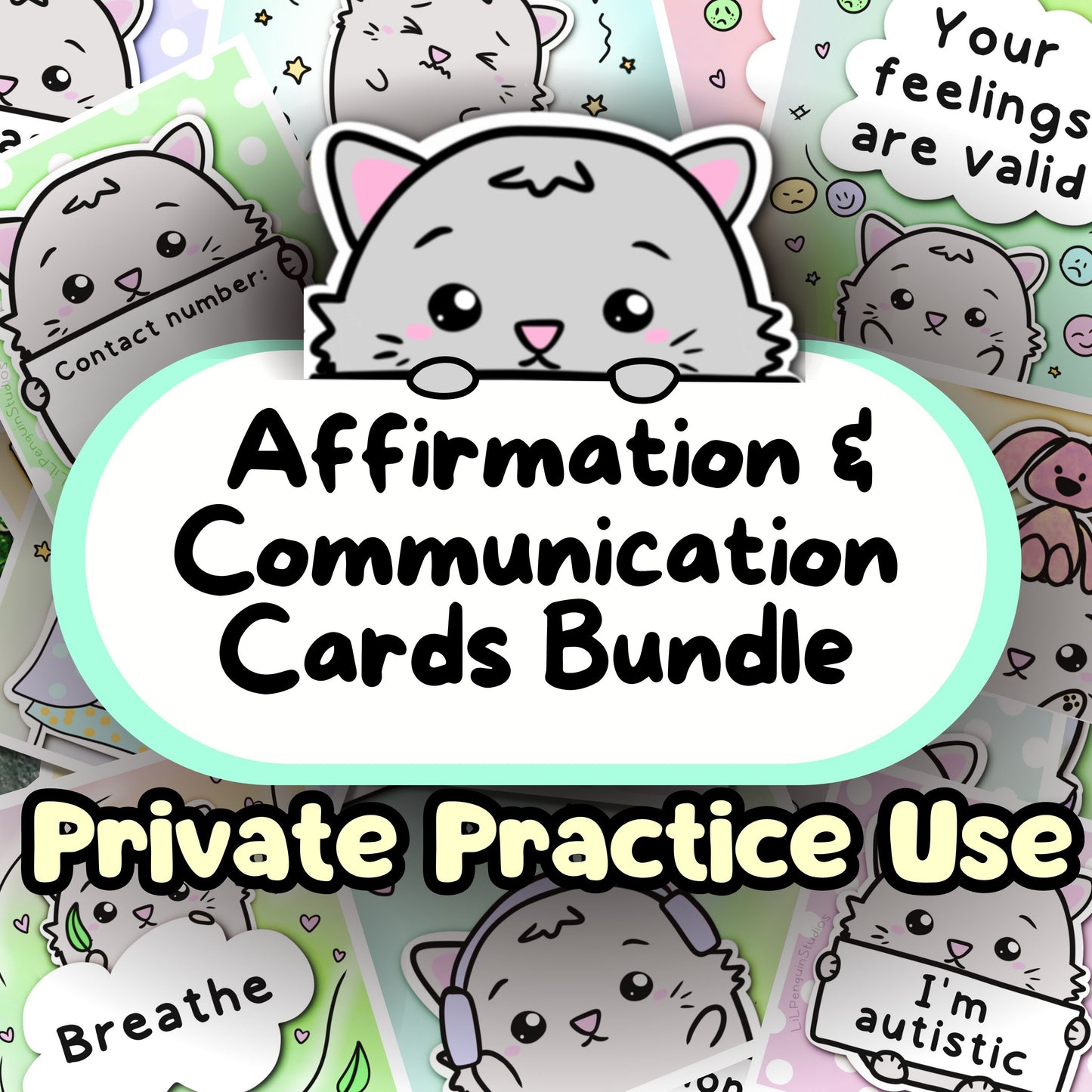 Cat Communication Cards & Affirmation Cards (Digital) - PRIVATE PRACTICE USE