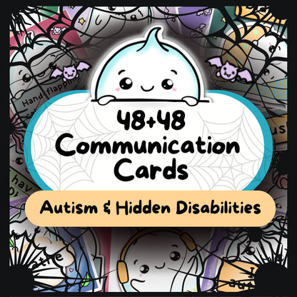 Ghost 48+48 Daily Communication Cards (Autistic Meltdown, Sensory Overload, Hidden Disabilities)