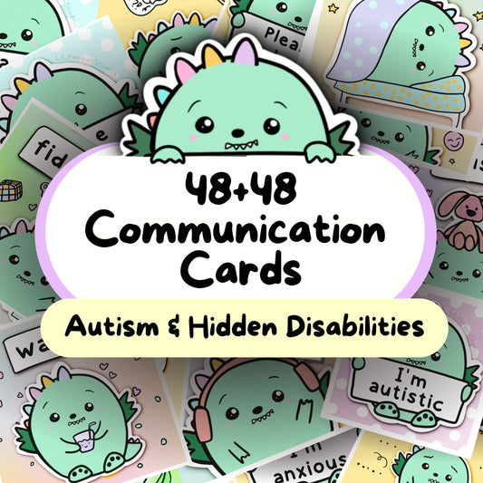 Dinosaur 48+48 Daily Communication Cards (Autistic Meltdown, Sensory Overload, Hidden Disabilities) - Personal Use