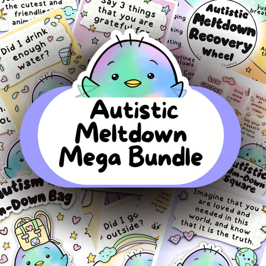 Autistic Meltdown Mega Bundle (Communication Cards, Affirmations, Calm-Down Kit, How to Help)