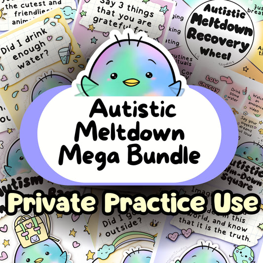 Autistic Meltdown Mega Bundle (Communication Cards, Affirmations, Calm-Down Kit, How to Help) - PRIVATE PRACTICE USE