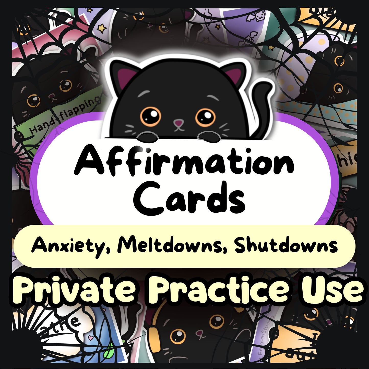 Black Cat Affirmation Cards (Meltdowns, Shutdowns, Anxiety & More) - PRIVATE PRACTICE USE